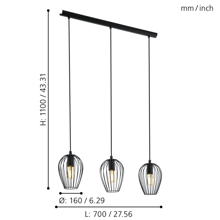 Eglo - Chandelier 3xE27/60W/230V