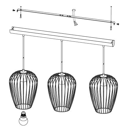 Eglo - Chandelier 3xE27/60W/230V