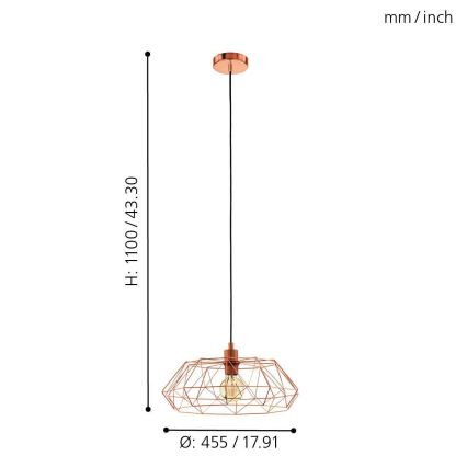 Eglo - Chandelier 1xE27/60W/230V