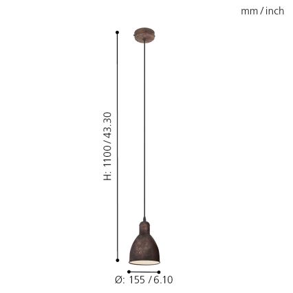 Eglo - Chandelier 1xE27/60W/230V