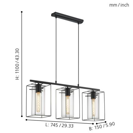 Eglo - Chandelier 3xE27/60W/230V