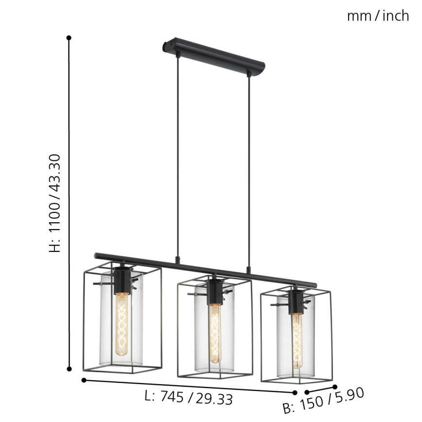 Eglo - Chandelier 3xE27/60W/230V