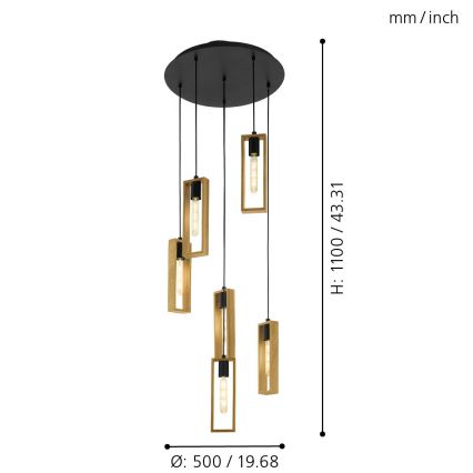 Eglo - Chandelier on a string 6xE27/60W/230V