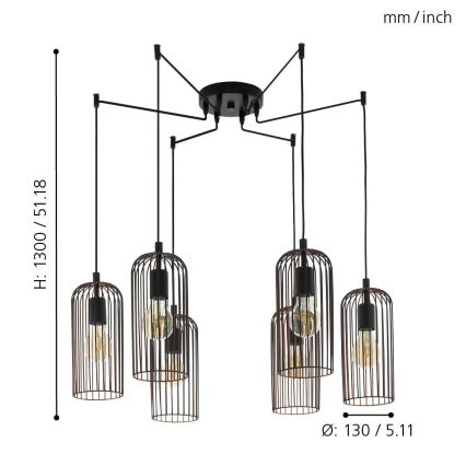 Eglo - Chandelier on a string 6xE27/60W/230V