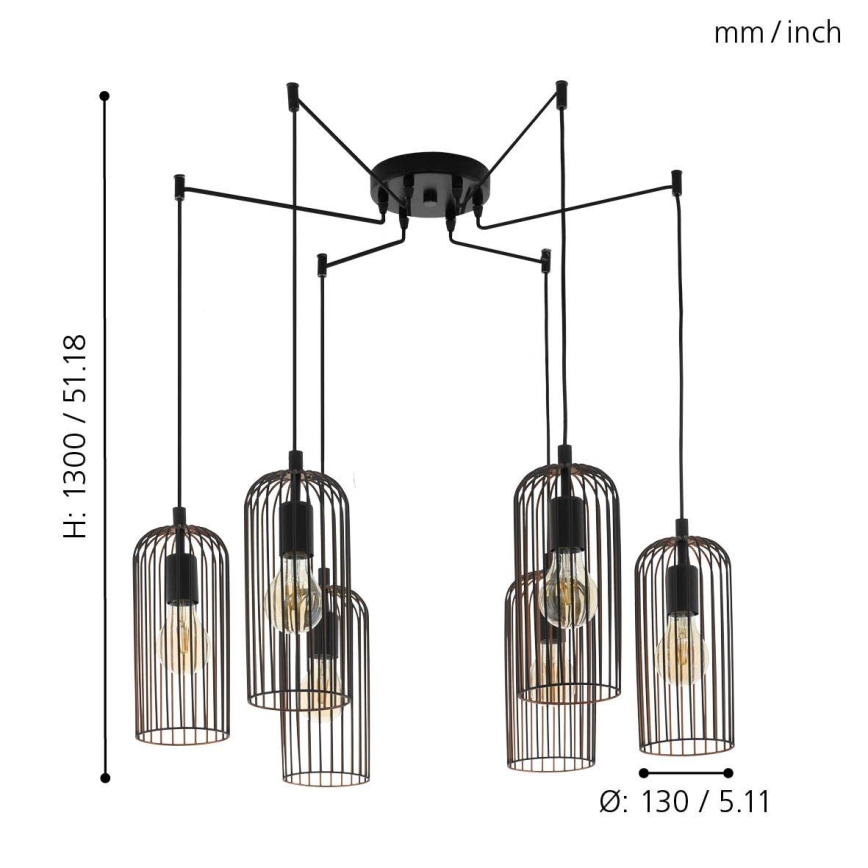 Eglo - Chandelier on a string 6xE27/60W/230V