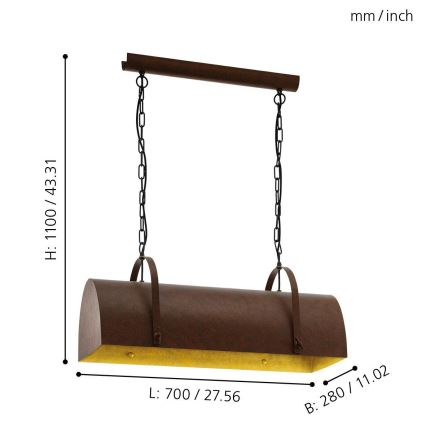 Eglo 49687 - Chandelier on a chain DEERHURST 2xE27/60W/230V