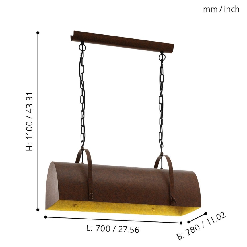 Eglo 49687 - Chandelier on a chain DEERHURST 2xE27/60W/230V
