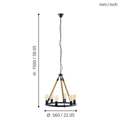 Eglo 49694 - Chandelier on a chain FINDLAY 6xE27/60W