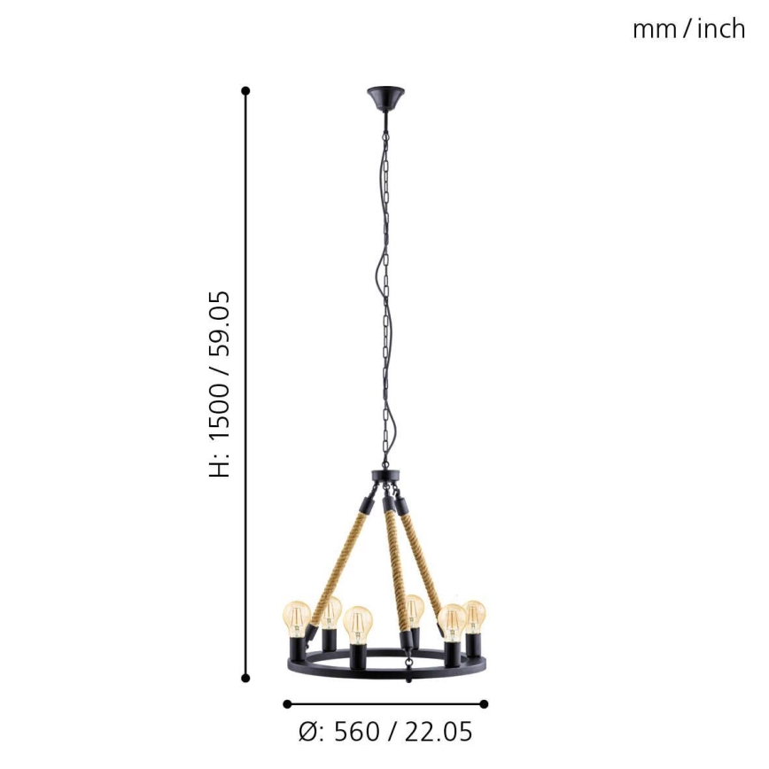 Eglo 49694 - FINDLAY Chain-Hung Chandelier 6xE27/60W