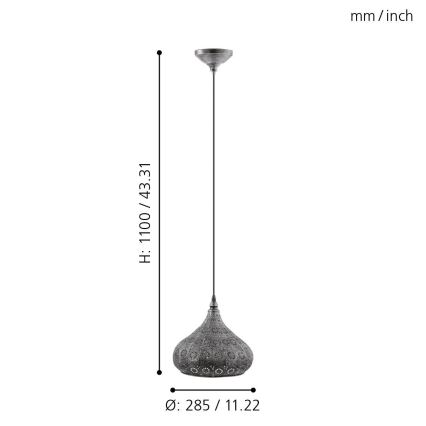 Eglo 49714 - MELILLA Pendant light 1xE27/60W