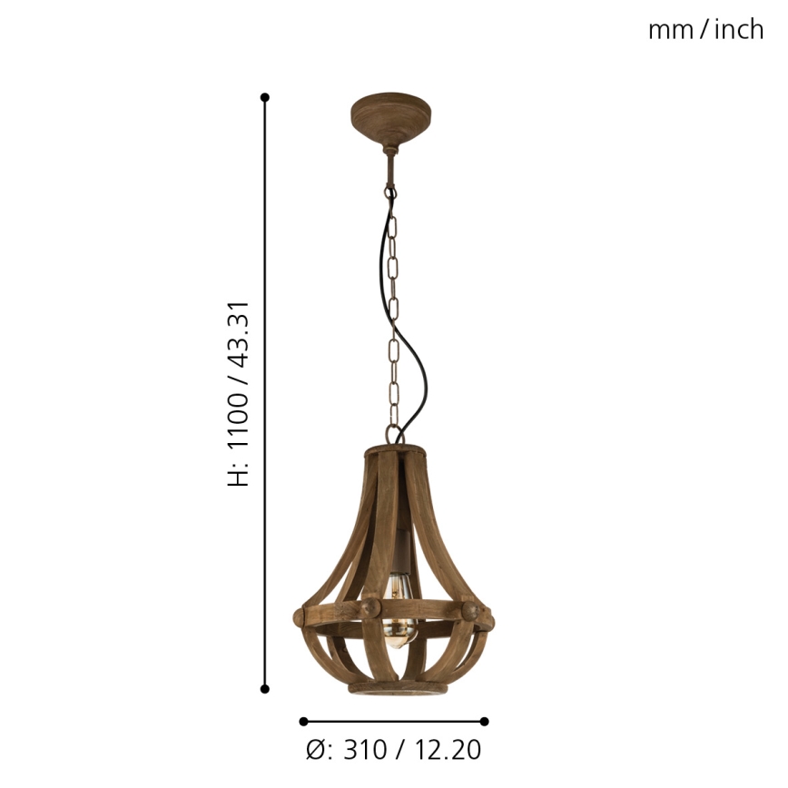 Eglo 49724 - KINROSS Chain-Suspended Chandelier 1xE27/60W