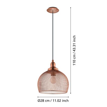 Eglo 49738 - STRAITON Pendant Light 1xE27/60W