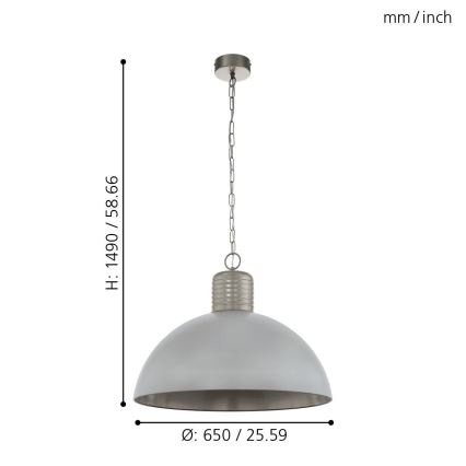 Eglo 49757 - Chandelier on a chain COLDRIDGE 1xE27/60W/230V