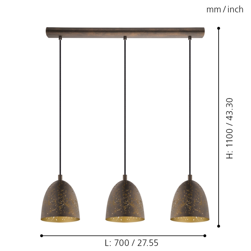 Eglo 49871 - SAFI Pendant Light 3xE27/60W