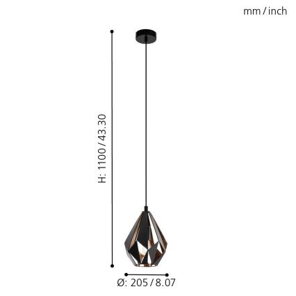 Eglo - Chandelier on a string 1xE27/60W/230V