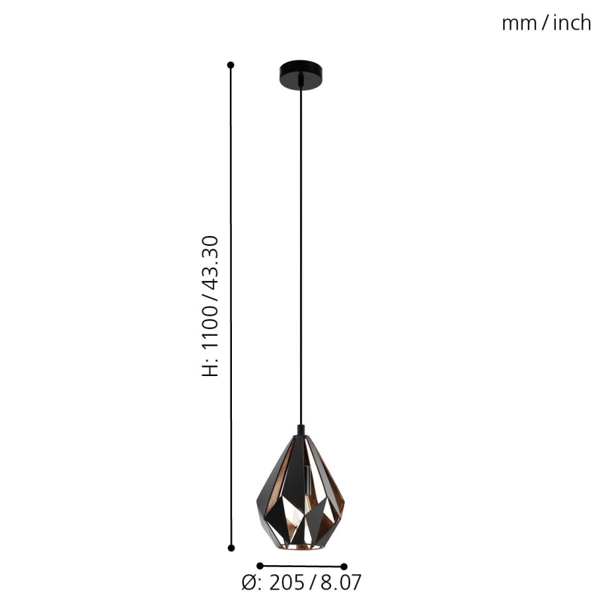 Eglo - Chandelier on a string 1xE27/60W/230V