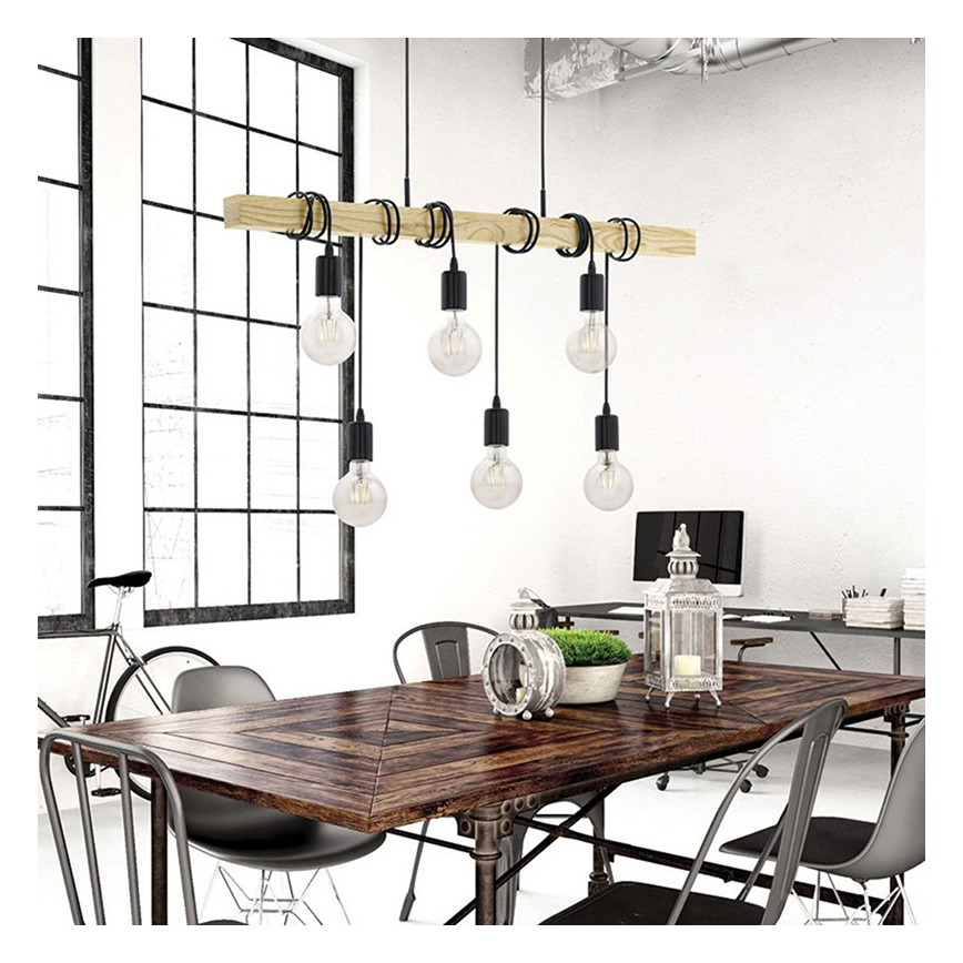 Eglo 55242 - Chandelier on a string TOWNSHEND 6xE27/60W/230V