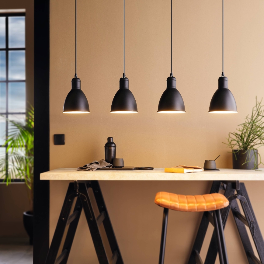 Eglo 55244 - Cable-hung pendant PRIDDY 4xE27/60W/230V black