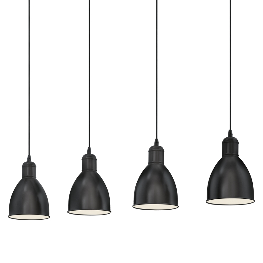 Eglo 55244 - Cable-hung pendant PRIDDY 4xE27/60W/230V black