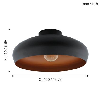 Eglo 55248 - Ceiling light MOGANO 1xE27/60W/230V black