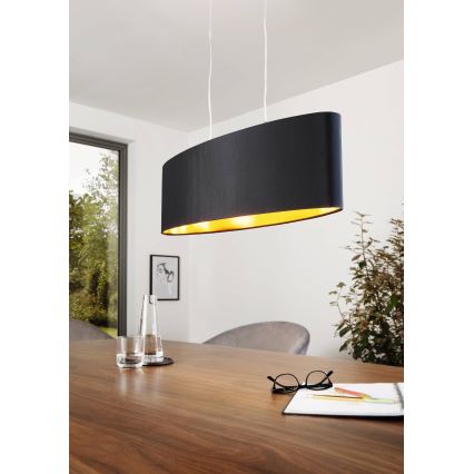 Eglo 55266 - Chandelier on a string MASERLO 2xE27/60W/230V black