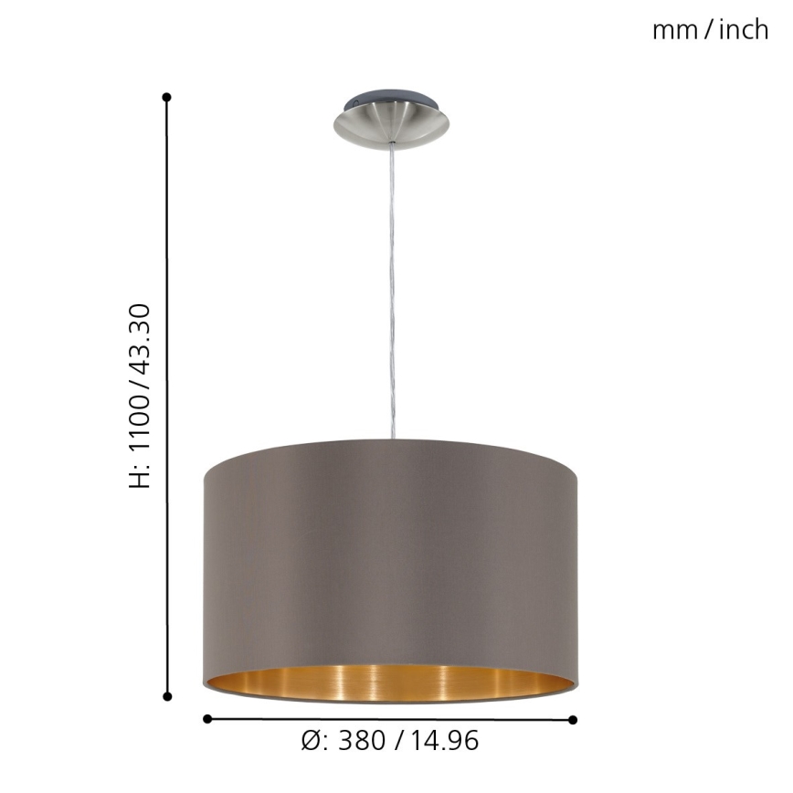 Eglo 55269 - Chandelier on a string MASERLO 1xE27/60W/230V brown