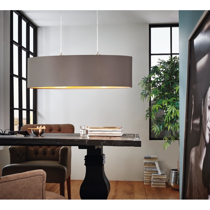 Eglo 55271 - Chandelier on a string MASERLO 2xE27/60W/230V brown