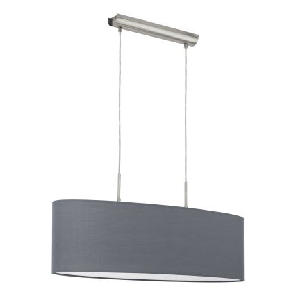 Eglo 55276 - PASTERI pendant light on cable, 2x E27/60W/230V, grey