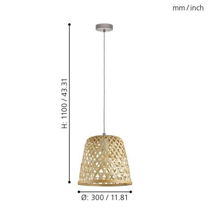 Eglo 55696 - KIRKCOLM Cable Pendant Lamp 1xE27/60W/230V Beige