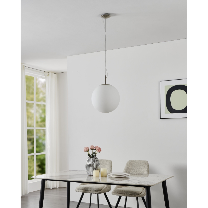 Eglo 63269 - PIEDALE pendant lamp on cable, 1x E27/60W/230V, Ø 35 cm, matte chrome