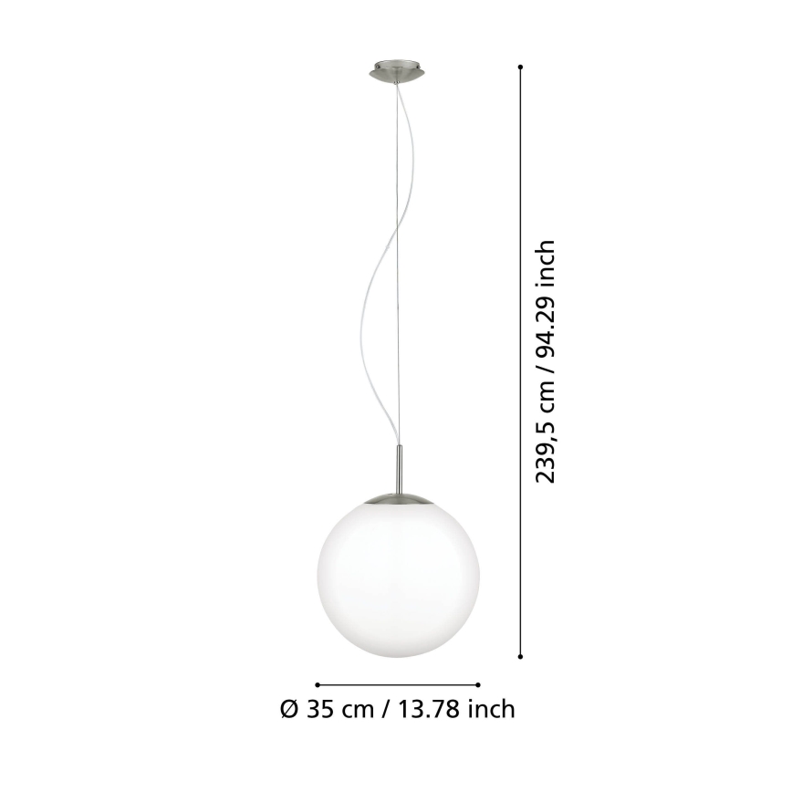 Eglo 63269 - PIEDALE pendant lamp on cable, 1x E27/60W/230V, Ø 35 cm, matte chrome