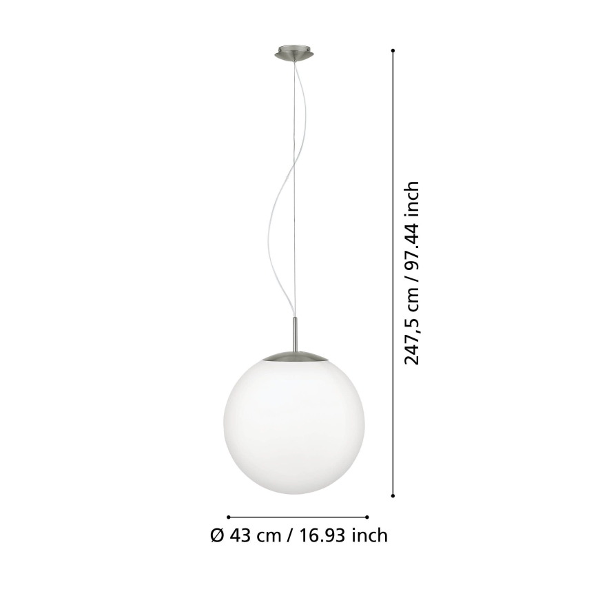 Eglo 63271 - Cable-hung pendant PIEDALE 1x E27/60W/230V Ø 43 cm matte chrome