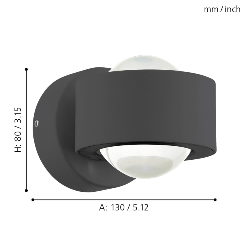 Eglo 64496 - ONO PRO LED Wall Light 2xLED/2.5W/230V Anthracite