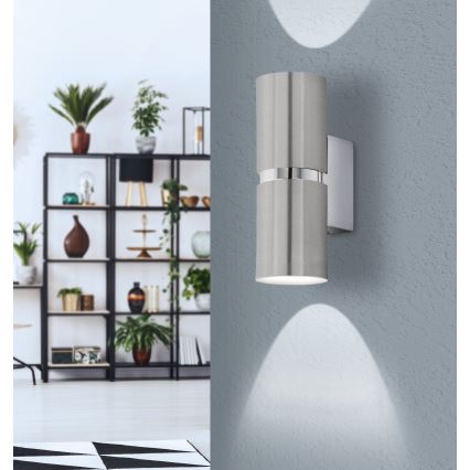 Eglo 64794 - LED Wall light PASSA PRO 2xGU10/3,3W/230V 3000K matte chrome