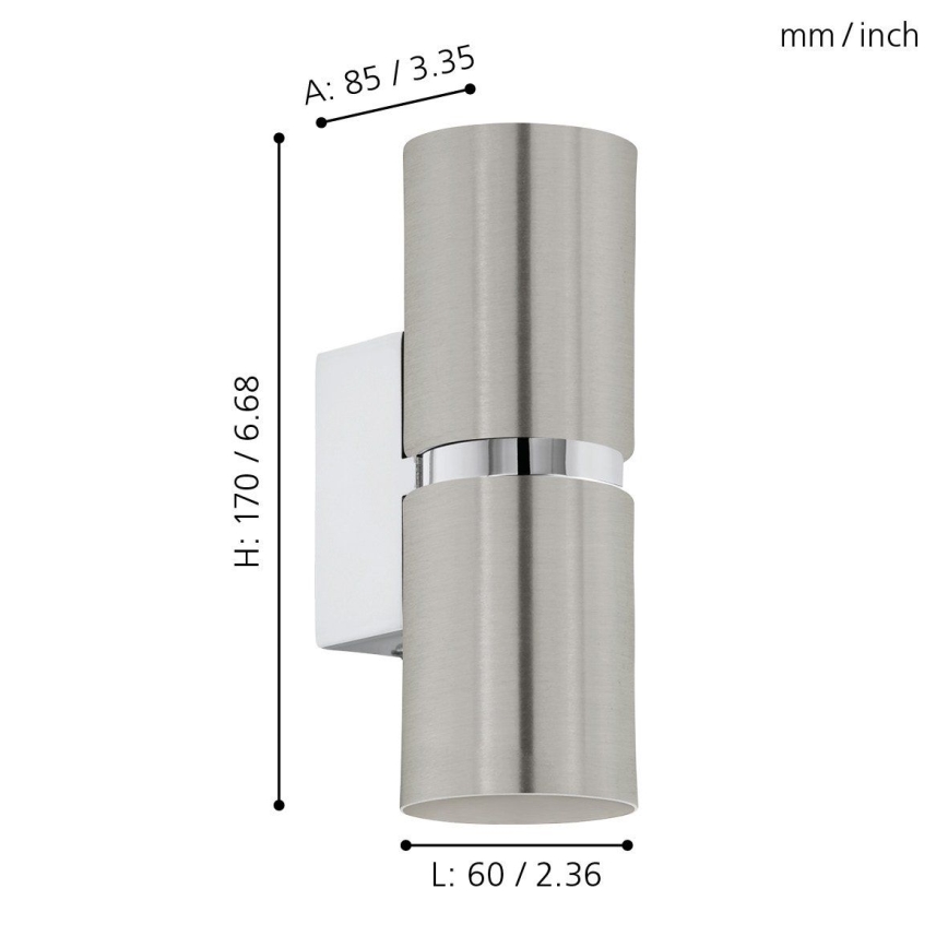 Eglo 64794 - LED Wall light PASSA PRO 2xGU10/3,3W/230V 3000K matte chrome