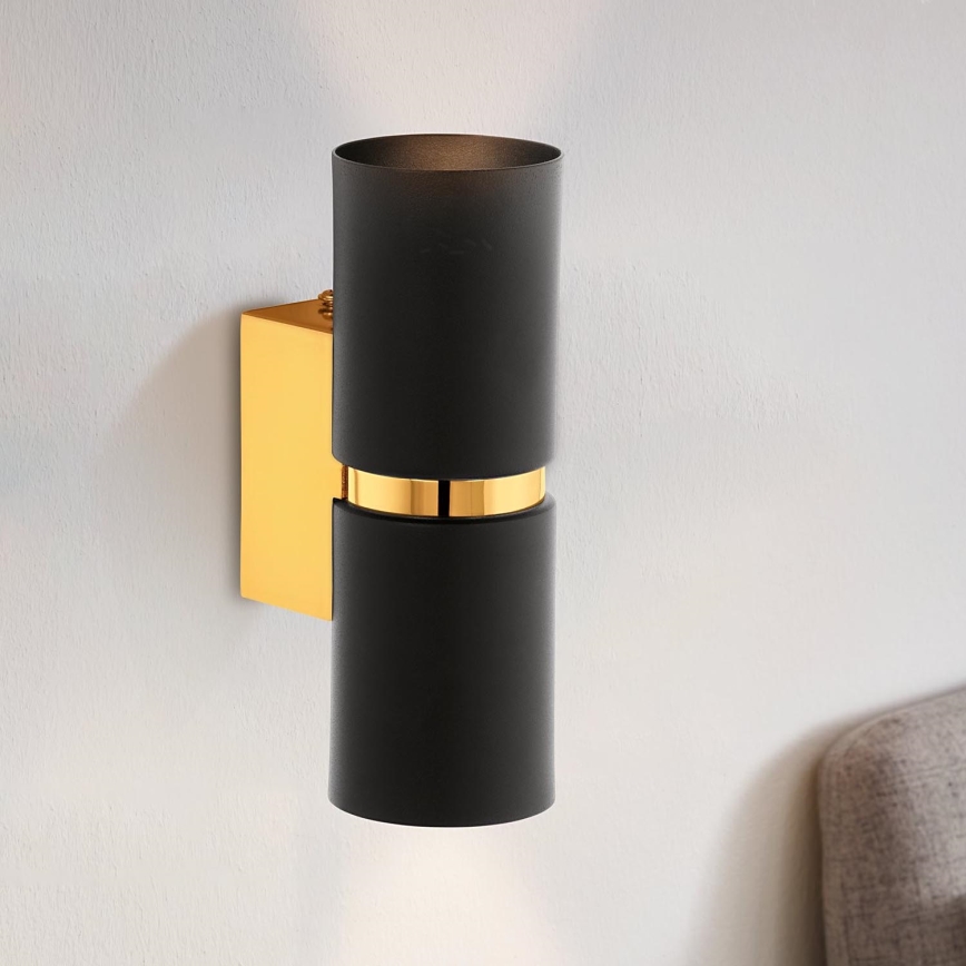 Eglo 64795 - LED Wall light PASSA PRO 2xGU10/3,3W/230V 3000K black/gold
