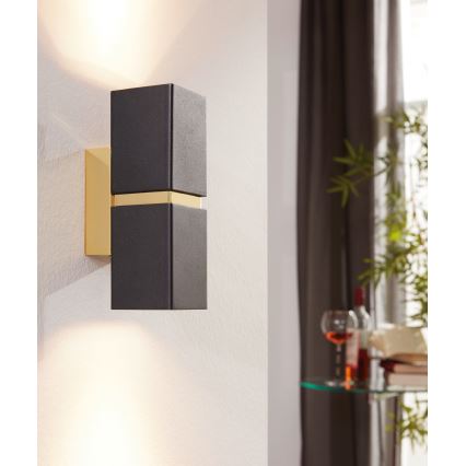 Eglo 64798 - LED Wall light PASSA PRO 2xGU10/3,3W/230V 3000K black/gold