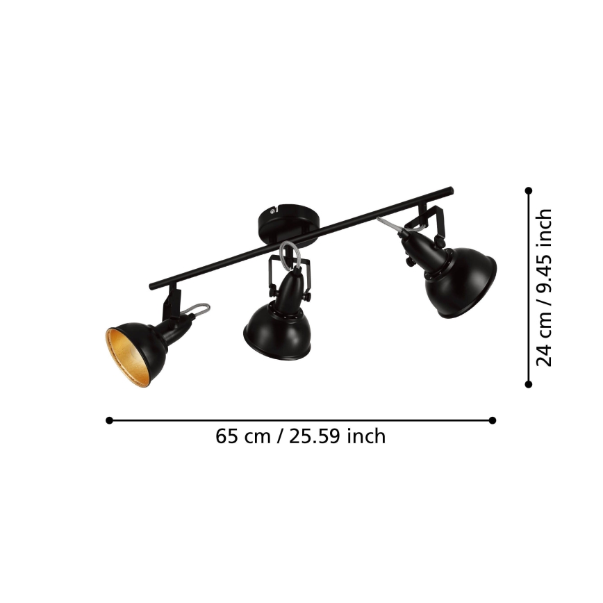 Eglo 75513 - THORNTON Spotlight 3xE14/28W/230V black/gold