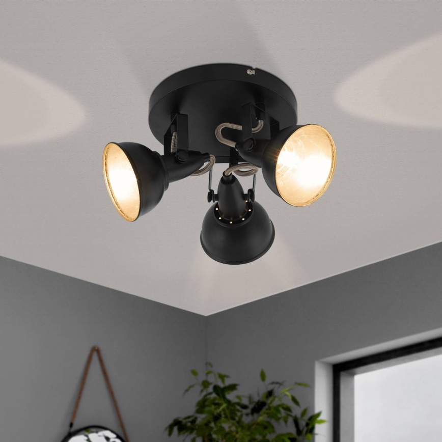 Eglo 75514 - THORNTON 3xE14/28W/230V Black/Gold Spotlight