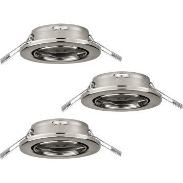 Eglo 75675 - SET 3x Bathroom recessed light AGULO 1xGU10/35W/230V IP23 matte chrome