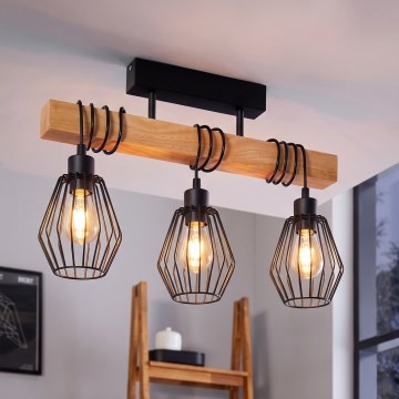 Eglo 780168 - Flush-mounted ceiling light TABODI 3xE27/40W/230V pine/black