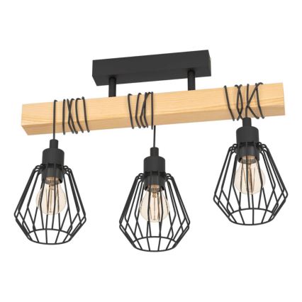 Eglo 780168 - Flush-mounted ceiling light TABODI 3xE27/40W/230V pine/black