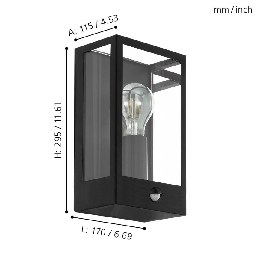 Eglo 780422 - Outdoor wall light with a sensor ALGECIRAS 1xE27/60W/230V IP44