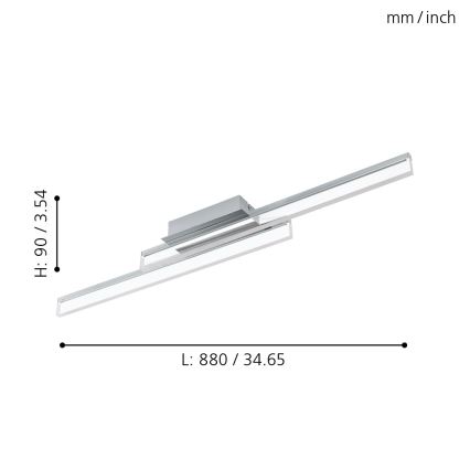 Eglo 780433 - LED Bathroom ceiling light YANGUAS 2xLED/11W/230V 3000K IP44 matte chrome
