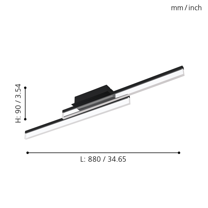 Eglo 780433 - YANGUAS LED bathroom ceiling light 2xLED/11W/230V 3000K IP44 black