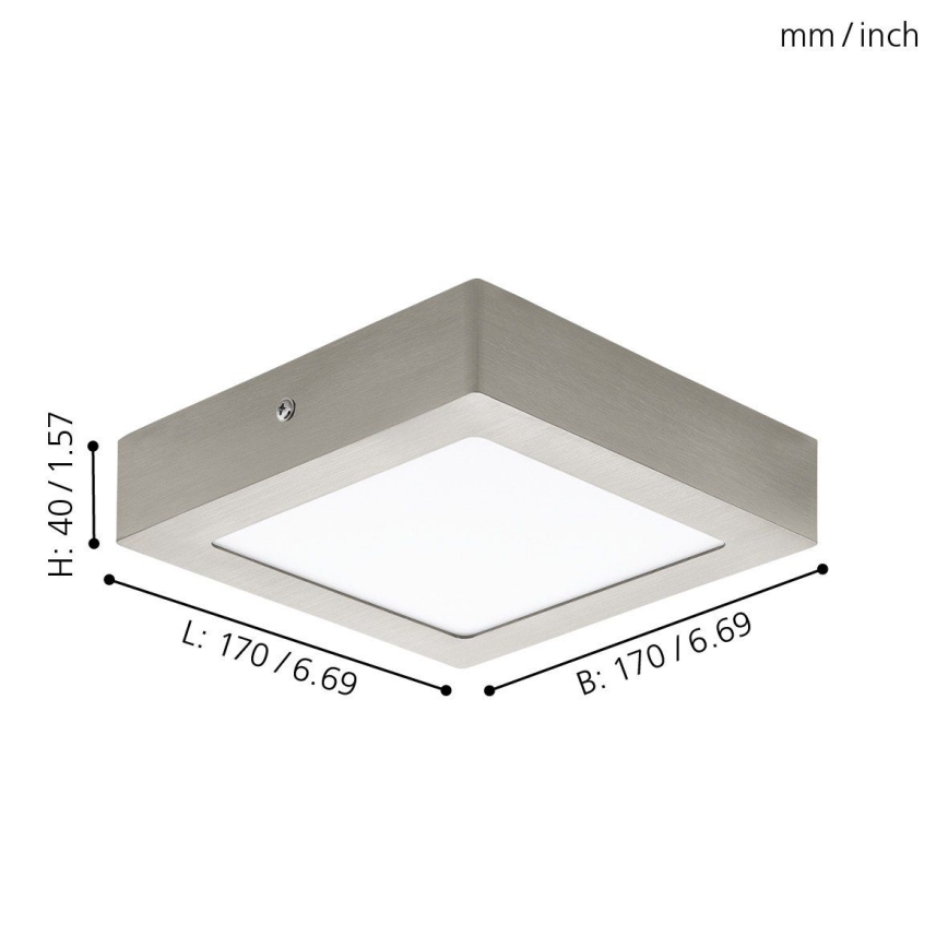 Eglo 78215 - FUEVA LED Ceiling Light, 10.9W/230V, 17x17 cm, Matte Chrome
