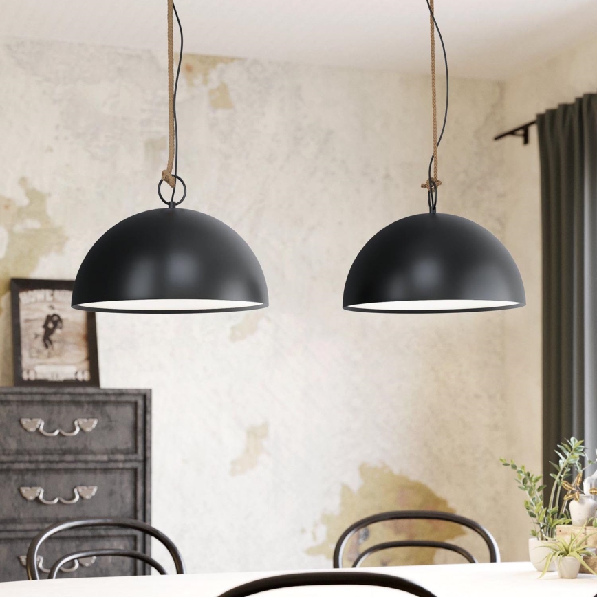 Eglo 78444 - Chandelier on a string HODSOLL 2xE27/40W/230V black/brown