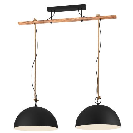 Eglo 78444 - Chandelier on a string HODSOLL 2xE27/40W/230V black/brown