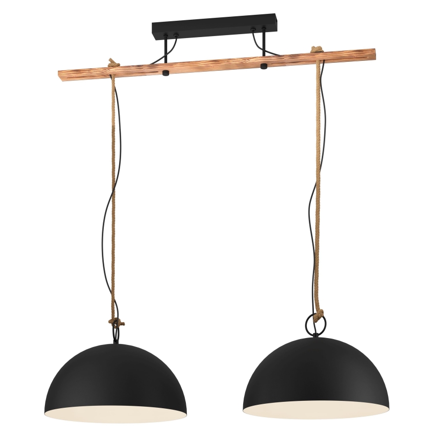 Eglo 78444 - Chandelier on a string HODSOLL 2xE27/40W/230V black/brown