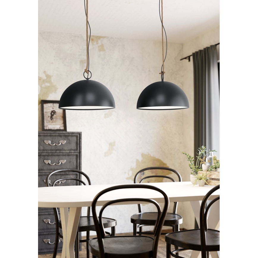 Eglo 78444 - Chandelier on a string HODSOLL 2xE27/40W/230V black/brown